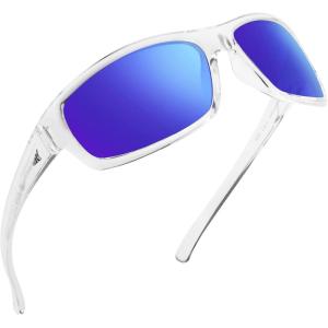 imageKastKing Kateel Polarized Sport Sunglasses for Men and Women Ideal for Driving Fishing Cycling and RunningUV ProtectionF Frame Gloss CrystalLens Smoke  Cobalt Mirror