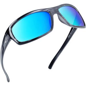 imageKastKing Kateel Polarized Sport Sunglasses for Men and Women Ideal for Driving Fishing Cycling and RunningUV ProtectionI Frame Gloss Tal GrayLens Smoke  Ocean Mirror