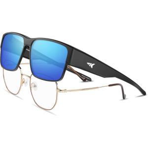 imageKastKing Molino FitOver Polarized SunglassesUV400 Protection Ultralight Wraparound Fishing Sports Sunglasses TAC LensesB Gloss Black Frame  Blue Ocean