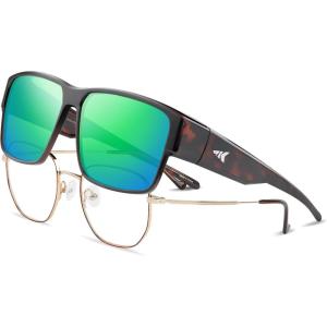 imageKastKing Molino FitOver Polarized SunglassesUV400 Protection Ultralight Wraparound Fishing Sports Sunglasses TAC LensesC Glossdemi Frame  Chartruesse Mirror