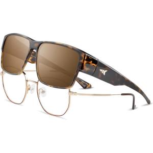imageKastKing Molino FitOver Polarized SunglassesUV400 Protection Ultralight Wraparound Fishing Sports Sunglasses TAC LensesD Glossdemi Frame  Brown