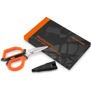 imageKastKing Paradox 45Inch Fishing Scissors Stainless Steel Precision Fishing Line Cutters With NonSlip Grip Protective Sheath and Neck Lanyard Small Scissors for Braided Fishing LineB 6 Braid Scissors