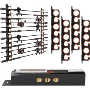 imageKastKing SafeGuard Fishing Rod Holder for Garage Wall or Ceiling Mounted Fishing Rod Rack Storage Organizer Fishing Pole Holder Holds 6 Rods or Combos in Less Than 18 InchesBlack  2 Packstore 12 fishing rods or combos