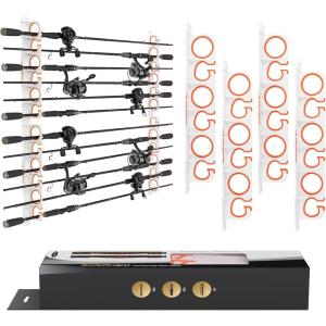 imageKastKing SafeGuard Fishing Rod Holder for Garage Wall or Ceiling Mounted Fishing Rod Rack Storage Organizer Fishing Pole Holder Holds 6 Rods or Combos in Less Than 18 InchesWhite  2 Packstore 12 fishing rods or combos