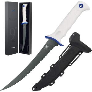 imageKastKing Spartacus Fillet Knife Razor Sharp 8Cr14 StainlessSteel Blade Boning and Food Prep Knives DurableComfortable Handles Protective Sheath Perfect for Fresh or SaltwaterD 9 Serrated Fillet Knife