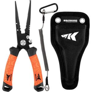imageKastKing Speed Demon Pro Fishing Pliers 420 Stainless Steel Fishing Tools Saltwater Resistant Fishing Gear Tungsten Carbide Cutters Corrosion Resistant Coating SuperPolymer Grip HandlesB 85 Split Ring Nose