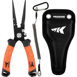 imageKastKing Speed Demon Pro Fishing Pliers 420 Stainless Steel Fishing Tools Saltwater Resistant Fishing Gear Tungsten Carbide Cutters Corrosion Resistant Coating SuperPolymer Grip HandlesD 85 Straight Nose