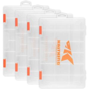 imageKastKing Tackle Boxes Plastic Box Plastic Storage Organizer Box with Removable Dividers  Fishing Tackle Storage  Box Organizer  2 Packs 4 Packs Tackle Trays  Parts BoxFour 3600 Tray Size 108x725x165