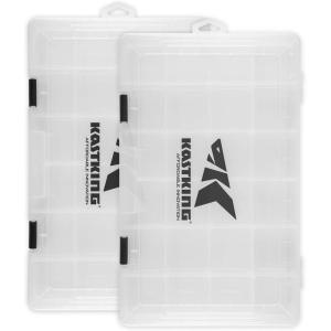imageKastKing Tackle Boxes Plastic Box Plastic Storage Organizer Box with Removable Dividers  Fishing Tackle Storage  Box Organizer  2 Packs 4 Packs Tackle Trays  Parts BoxTwo 3700 Tray Size 14x875x175