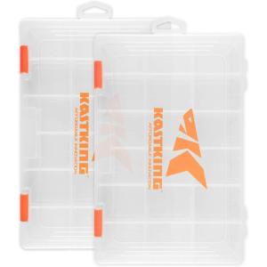 imageKastKing Tackle Boxes Plastic Box Plastic Storage Organizer Box with Removable Dividers  Fishing Tackle Storage  Box Organizer  2 Packs 4 Packs Tackle Trays  Parts BoxTwo 3600 Tray Size 108x725x165