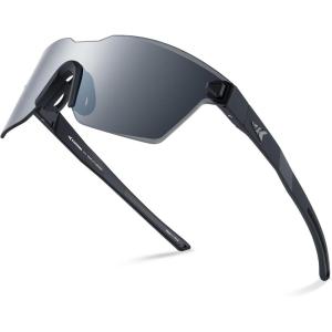 imageKastKing Tarkio Polarized Fishing Sunglasses Large Single PC Lenses Rimless Wrap Design UV400 Protection Sports SunglassesA Matte Black  Smoke Frame  Granite Mirror