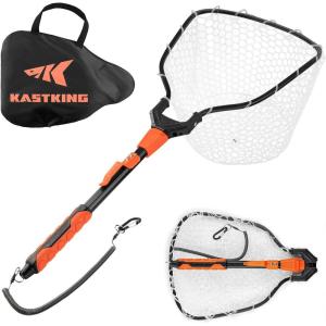 imageKastKing Titanet Fishing Net Durable Aluminum Handle NonSlip Hivis Grip Compact Storage Bag ampamp Lanyard Ideal for Kayak ampamp Wading Fishing Two Net OptionsSilicone Net  32 Total Length Fixed Handle