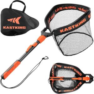 imageKastKing Titanet Fishing Net Durable Aluminum Handle NonSlip Hivis Grip Compact Storage Bag ampamp Lanyard Ideal for Kayak ampamp Wading Fishing Two Net OptionsPvc Net  32 Total Length Fixed Handle