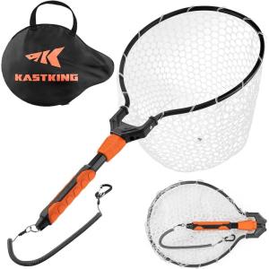 imageKastKing Titanet Fishing Net Durable Aluminum Handle NonSlip Hivis Grip Compact Storage Bag ampamp Lanyard Ideal for Kayak ampamp Wading Fishing Two Net OptionsSilicone Net  26 Total Length Fixed Handle