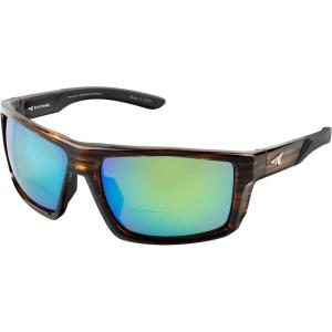 imageKastKing Waccamaw Polarized Bifocal Sunglasses x15 x20 x25 Magnifications Wrap Around Sport Reader Sunglasses for MenGloss Tal Brown Frame  Browngreen Mirror