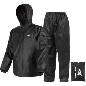 imageKastKing AquaLite Waterproof Rain Suit for Men and Women Loose Fit Lightweight Durable Outdoor Gear for Fishing HikingBlack