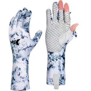 imageKastKing La Sal Pro Full Finger Fishing Gloves UPF 50 Sun Protection Gloves with Convertible Design Ultralight Microfiber UltraSoft Comfort FrostWeave Cooling Enhanced Grip Four Sizes OptionsBoulder Camo Ice
