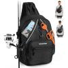 imageKastKing Karryall Sling Tackle BagFishing Sling PackFishing Backpack With Rod HolderMOLLE SystemSoft Bait ampamp Gear StorageA Black