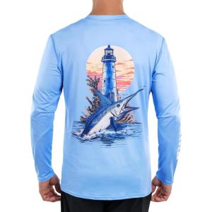 imageKastKing UPF 50 Fishing Shirts for Men Long Sleeve Fishing Hiking Shirt Breathable Moisture Wicking Sun Shirts for MenLchambray Blue