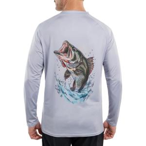 imageKastKing UPF 50 Fishing Shirts for Men Long Sleeve Fishing Hiking Shirt Breathable Moisture Wicking Sun Shirts for MenMgraybass