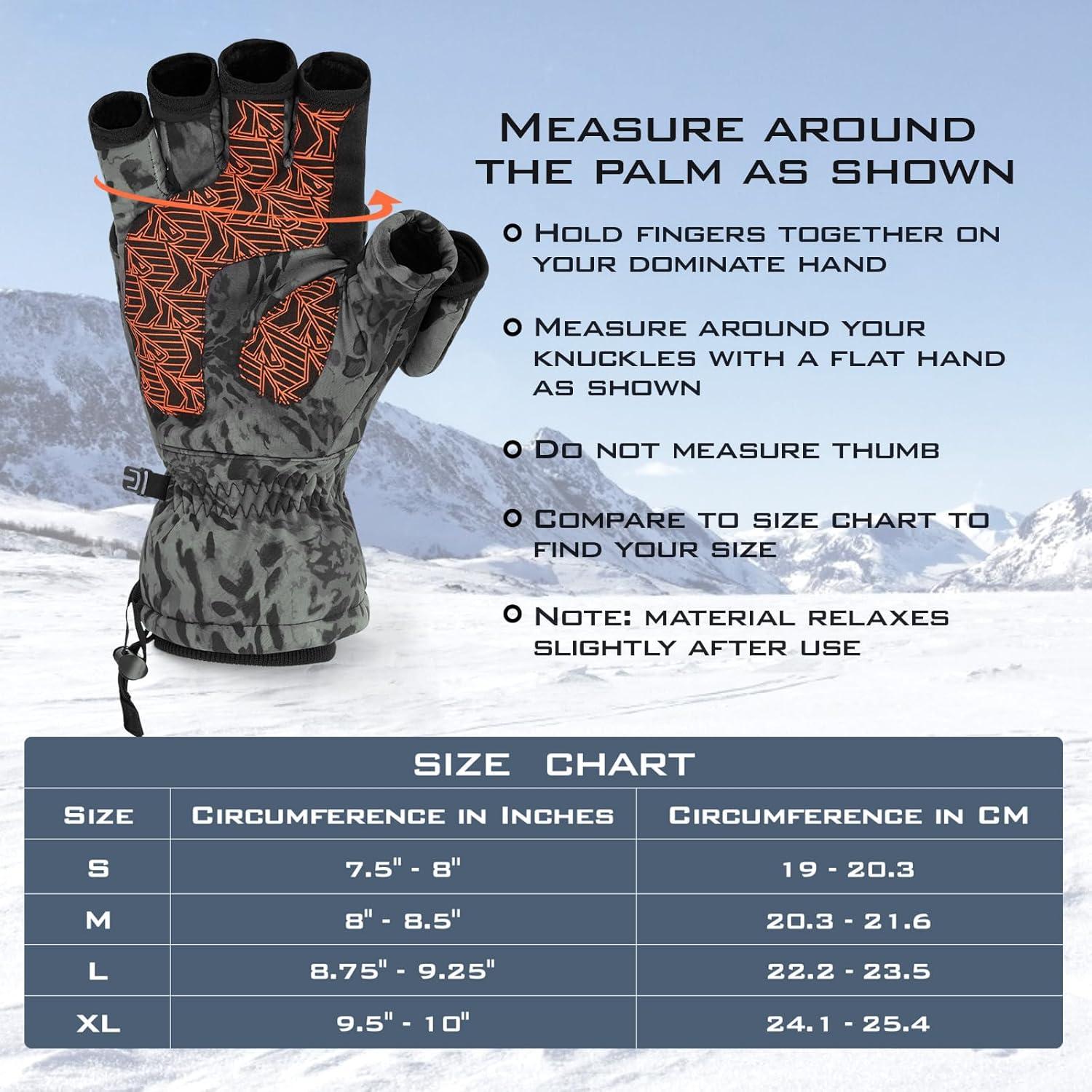 imageKastKing PolarBlast Convertible Ice Fishing Gloves Cold Weather Mittens and Fingerless Gloves with 3M Thinsulate Ideal for Ice Fishing PhotographyBlackout