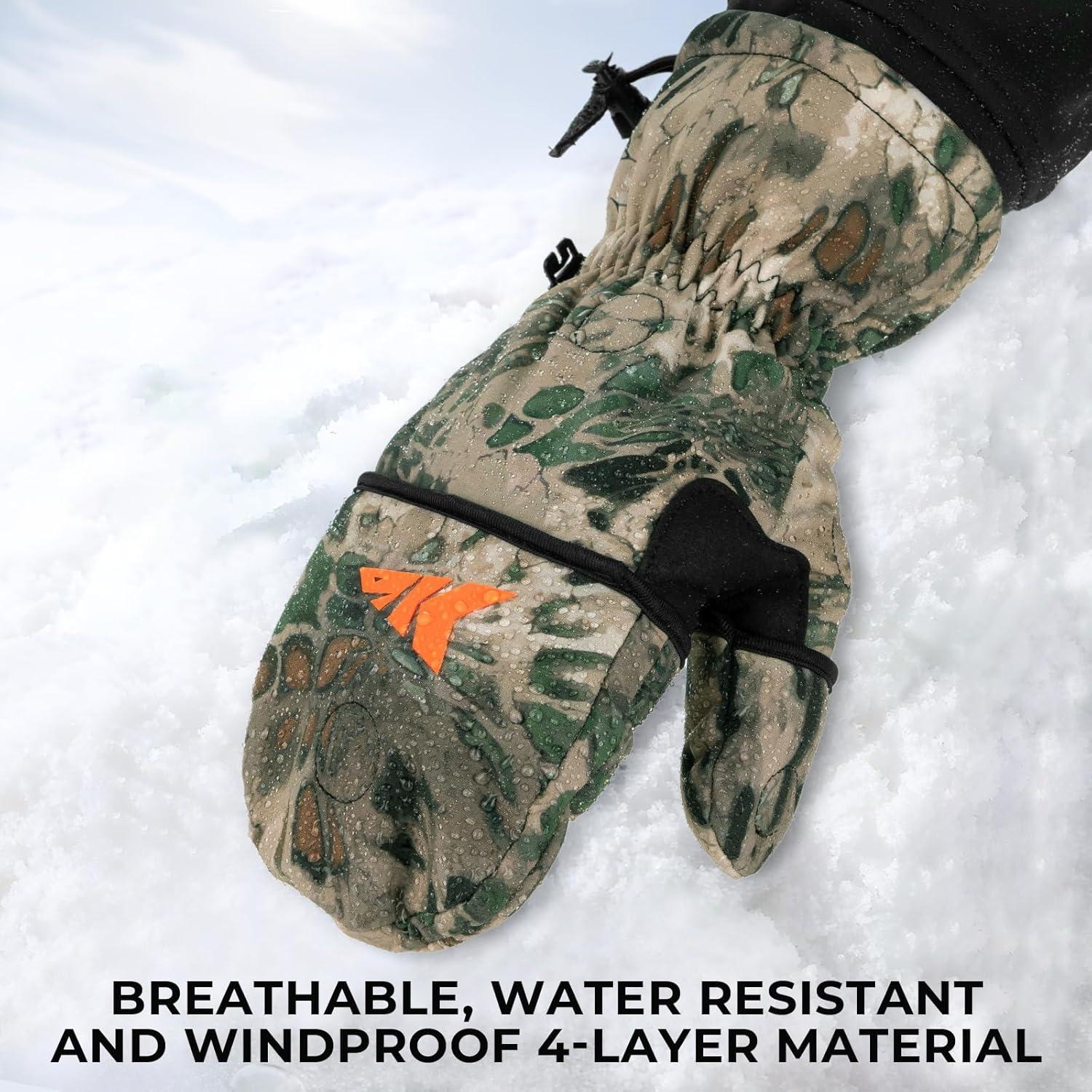 imageKastKing PolarBlast Convertible Ice Fishing Gloves Cold Weather Mittens and Fingerless Gloves with 3M Thinsulate Ideal for Ice Fishing PhotographyMultiPurpose