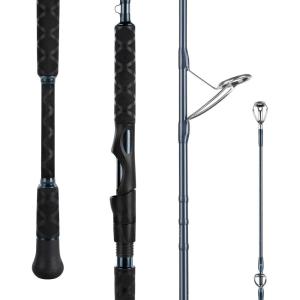 imageKastKing ReKon Saltwater Spinning Rod KastFlex IM6 Carbon Graphite Blank Zirconium Ceramic Guides Graphite Locking Reel Seat Oversized Drop Shot Hook Keeper 2Piece PTS Saltwater FishingSpin 70 H  Fast 2pcs