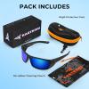 imageKastKing Gauley Polarized Sunglasses With PuriVex Protective Lens CoatingUV 400 and Wrap Design Sport Fishing SunglassesD Black Frame  Cobalt Mirror