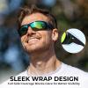 imageKastKing Gauley Polarized Sunglasses With PuriVex Protective Lens CoatingUV 400 and Wrap Design Sport Fishing SunglassesK Black Frame  Chartruesse Mirror