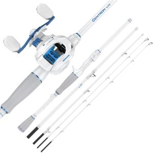 imageKastKing Centron Lite Travel Fishing Rod and Reel Combo Packable TwinTips Spinning amp Baitcaster Combos Lightweight IM6 Graphite Portable MultiPiece Kit for Freshwater Saltwater Bass TroutCast60 M Left Handed 4pcs Extra Tip
