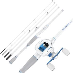 imageKastKing Centron Lite Travel Fishing Rod and Reel Combo Packable TwinTips Spinning amp Baitcaster Combos Lightweight IM6 Graphite Portable MultiPiece Kit for Freshwater Saltwater Bass TroutCast70 Mh Right Handed 4pcs Extra Tip