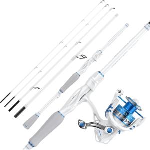 imageKastKing Centron Lite Travel Fishing Rod and Reel Combo Packable TwinTips Spinning amp Baitcaster Combos Lightweight IM6 Graphite Portable MultiPiece Kit for Freshwater Saltwater Bass TroutSpin60 L500 Reel 4pcsextra Tip