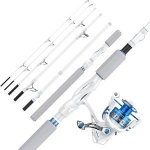 imageKastKing Centron Lite Travel Fishing Rod and Reel Combo Packable TwinTips Spinning amp Baitcaster Combos Lightweight IM6 Graphite Portable MultiPiece Kit for Freshwater Saltwater Bass TroutSpin76 Mh4000 Reel 5pcs Extra Tip