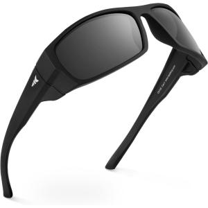 imageKastKing Gauley Polarized Sunglasses With PuriVex Protective Lens CoatingUV 400 and Wrap Design Sport Fishing SunglassesA Matte Black Frame  Smoke