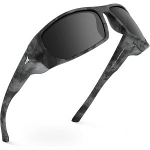 imageKastKing Gauley Polarized Sunglasses With PuriVex Protective Lens CoatingUV 400 and Wrap Design Sport Fishing SunglassesC Matte Obsidian Boulder Camo Frame  Smoke