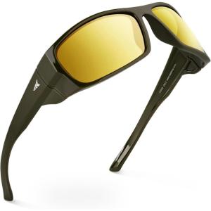 imageKastKing Gauley Polarized Sunglasses With PuriVex Protective Lens CoatingUV 400 and Wrap Design Sport Fishing SunglassesE Gloss Solid Olive Frame  Golden Bronze Mirror