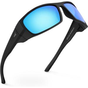 imageKastKing Gauley Polarized Sunglasses With PuriVex Protective Lens CoatingUV 400 and Wrap Design Sport Fishing SunglassesG Matte Black Frame  Ice Blue Mirror