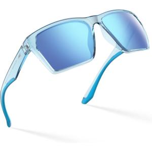 imageKastKing Beartrap Polarized Sports Fishing Sunglasses With PuriVex Protective Lens Coating Wayfarer Design Men WomenA Gloss Tal Light Blue Crystal Frame  Ice Blue Mirror