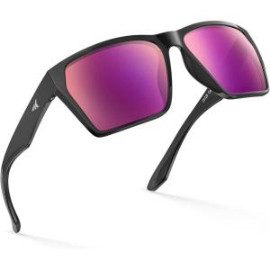 imageKastKing Beartrap Polarized Sports Fishing Sunglasses With PuriVex Protective Lens Coating Wayfarer Design Men WomenG Gloss Black Frame  Lavender Mirror