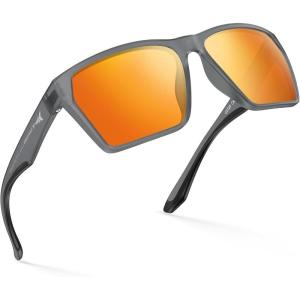 imageKastKing Beartrap Polarized Sports Fishing Sunglasses With PuriVex Protective Lens Coating Wayfarer Design Men WomenI Matte Smoke Crystal Frame  Scarlet Mirror