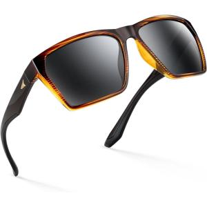 imageKastKing Beartrap Polarized Sports Fishing Sunglasses With PuriVex Protective Lens Coating Wayfarer Design Men WomenL Gloss Yellow Demi Frame  Smoke