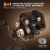 imageKastKing Lethal Blaze Baitcasting Fishing Reel 731 HighSpeed Gear Ratio LowProfile Baitcaster Lightweight Glass FiberInfused Nylon Frame Freshwater amp Inshore Bass Fishing ReelLeft Shiny Orange 731