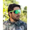 imageKastKing Etowah Polarized Sports Fishing Sunglasses With PuriVex Protective Lens Coating Rimless Wrap Design Men WomenG Double Matte Solid Green Frame  Green Chartreuse Mirror
