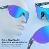 imageKastKing Nizini Polarized Sports Fishing Sunglasses With PuriVex Protective Lens Coating Rimless Wrap Design Men WomenB Gloss Navy Blue Demi Frame  Ice Blue Mirror