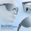 imageKastKing Nizini Polarized Sports Fishing Sunglasses With PuriVex Protective Lens Coating Rimless Wrap Design Men WomenC Gloss Smoke Crystal Frame  Granite Mirror