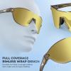 imageKastKing Nizini Polarized Sports Fishing Sunglasses With PuriVex Protective Lens Coating Rimless Wrap Design Men WomenD Gloss Tal Dark Olive Frame  Gold Mirror