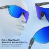 imageKastKing Nizini Polarized Sports Fishing Sunglasses With PuriVex Protective Lens Coating Rimless Wrap Design Men WomenE Matte Black Frame  Cobalt Mirror