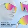 imageKastKing Nizini Polarized Sports Fishing Sunglasses With PuriVex Protective Lens Coating Rimless Wrap Design Men WomenH Gloss Crystal Frame  Lavender Mirror
