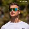 imageKastKing Tarkio Polarized Fishing Sunglasses Large Single PC Lenses Rimless Wrap Design UV400 Protection Sports SunglassesI Double Matte Solid Green Frame  Chartreuse
