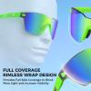 imageKastKing Tarkio Polarized Fishing Sunglasses Large Single PC Lenses Rimless Wrap Design UV400 Protection Sports SunglassesI Double Matte Solid Green Frame  Chartreuse